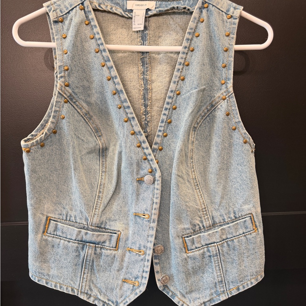 Forever 21 Sky Blue Studded Vest